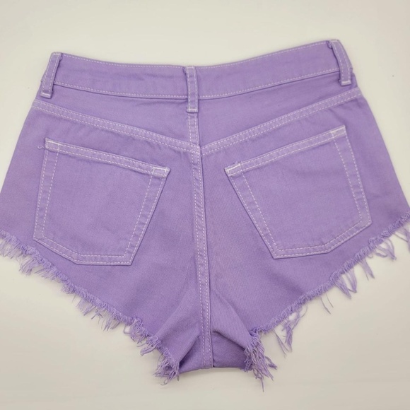 Shreded Top Shop Dolphin Cut Lilac Light Purple Topshop Shorts Size 4 - Picture 3 of 3